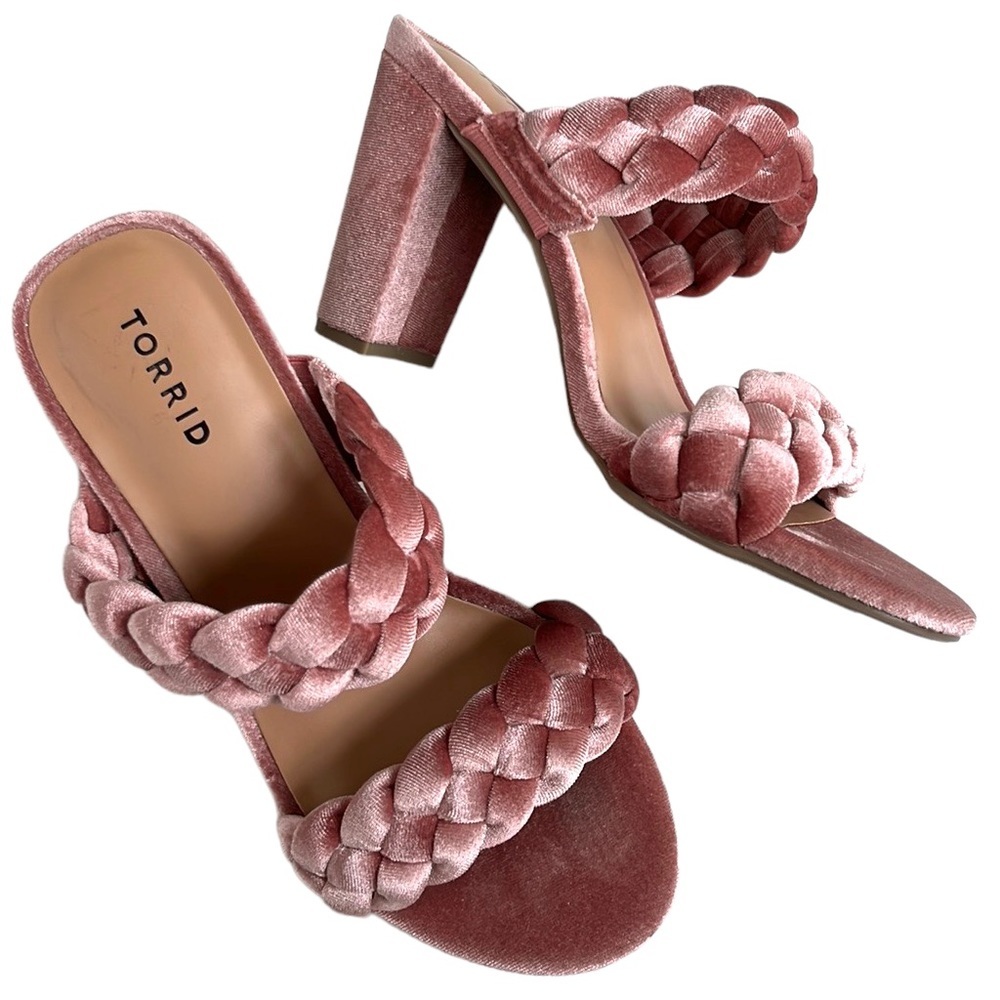 Like New Torrid Braided Velvet Heeled Sandals - Wide Width